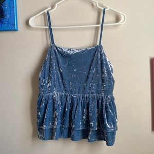 AE crinkled velvet peplum top